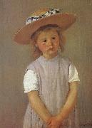 Mary Cassatt The gril wearing the strawhat Sweden oil painting reproduction